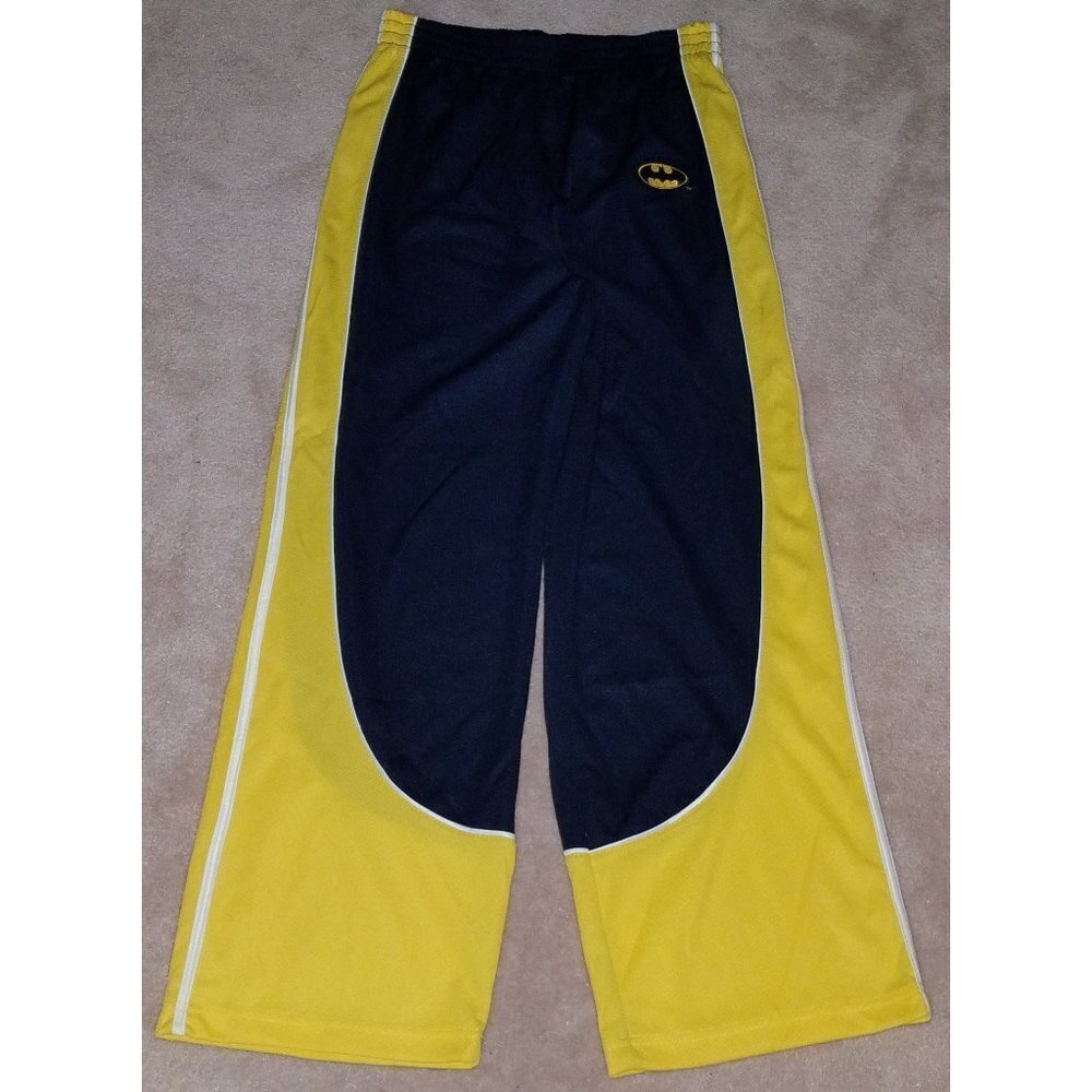 Batman DC Athletic Pants Boys 18/20 (Men's Small) Navy Blue Yellow White